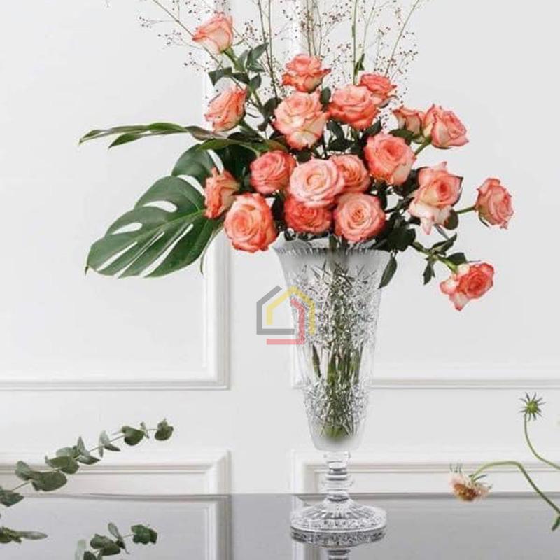 lo-hoa-cup-pha-le-mai-bohemia-cao-40cm2 Lọ hoa cúp pha lê mài Bohemia cao 40cm