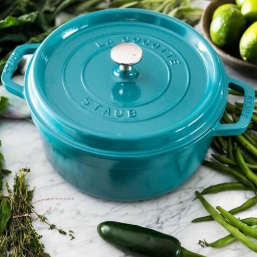 Nồi gang Staub Cocotte Ronde tròn 20cm màu xanh min