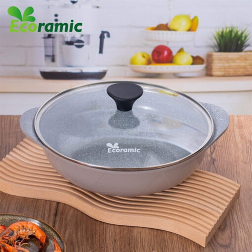 Nồi lẩu đường kính 28cm lòng vân đá Ecoramic From Korea