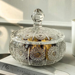 Set khay và 2 thố mứt có nắp Bohemia