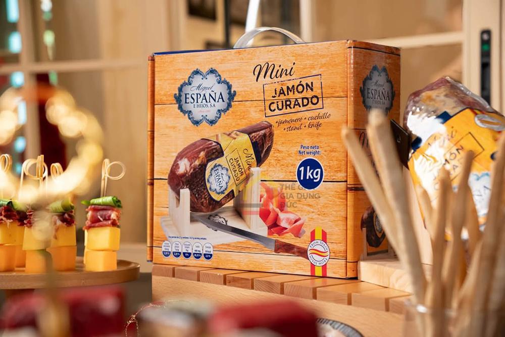 Thịt heo muối mini Jamon Curado Espana Tây Ban Nha 1kg (lợn trắng)