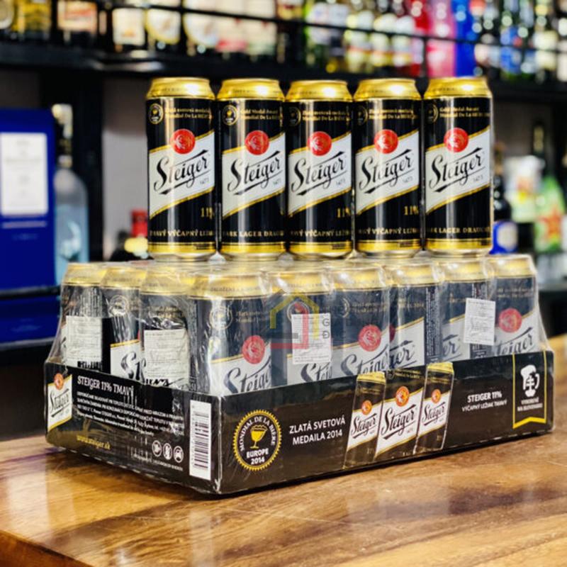 bia-den-tiep-steiger-45-do-ket-24-lon3 Bia đen Tiệp Steiger 4,5 độ két 24 lon