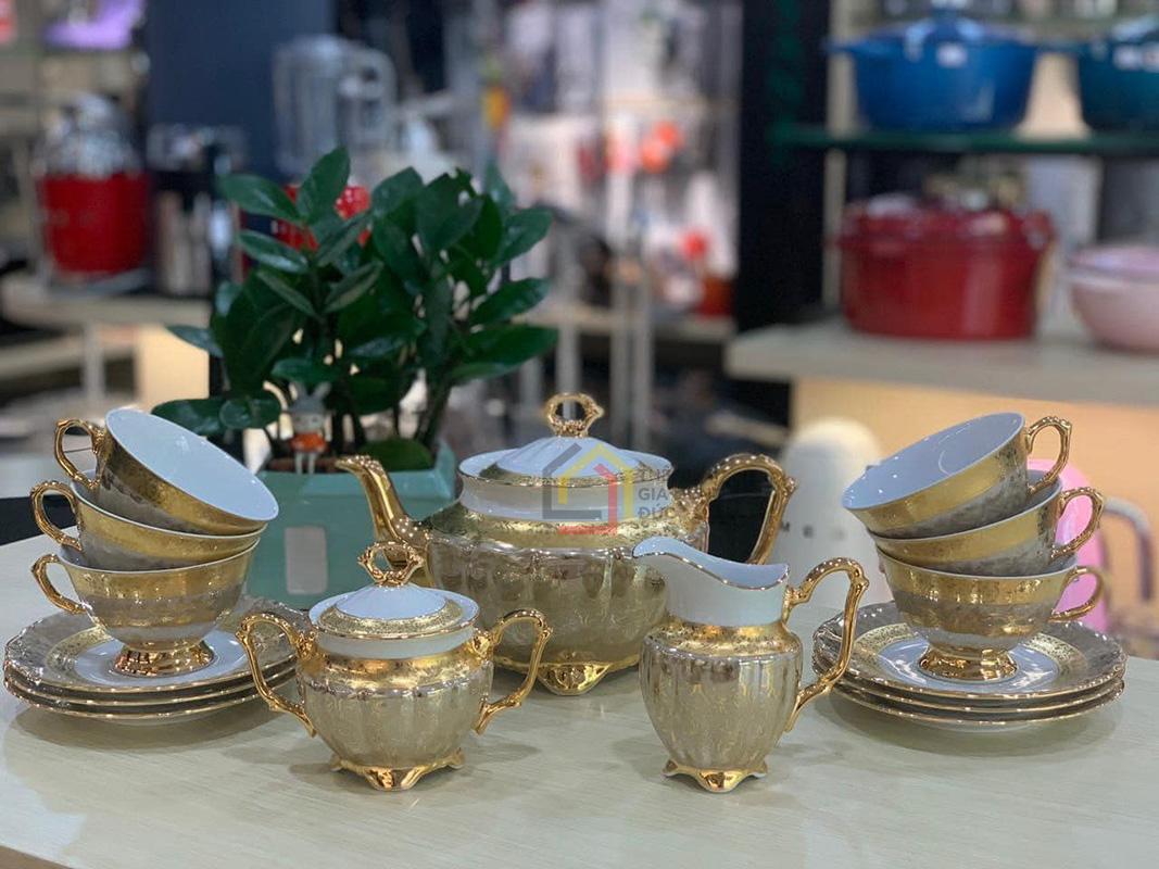 bo-tra-su-ma-vang-men-ngoc-trai-tiep-khac-bc99 Bộ trà sứ mạ vàng men ngọc trai Tiệp khắc BC99