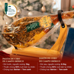 Đùi lợn muối Espana Jamon Iberico de cebo 50% (kèm dao thớt) lợn đen 4,5-5kg