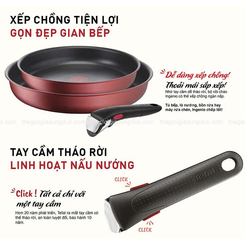 Set 2 chảo chống dính Tefal Ingenio Daily Chef L3989622 22cm và 26cm cán rời