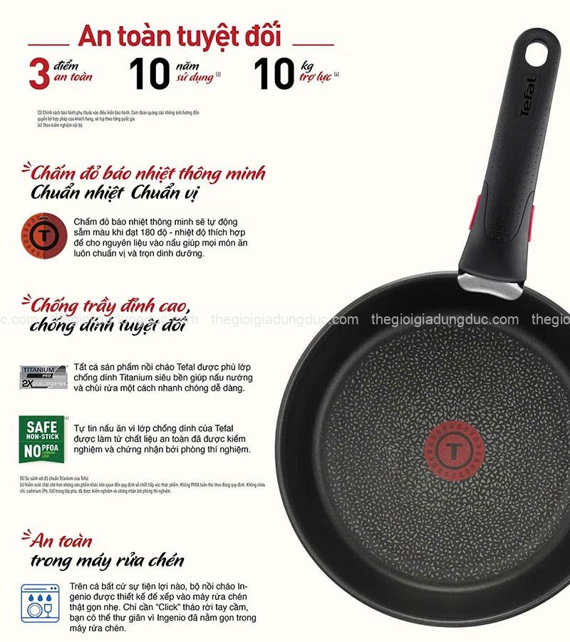 Set 2 chảo chống dính Tefal Ingenio Daily Chef L3989622 22cm và 26cm cán rời
