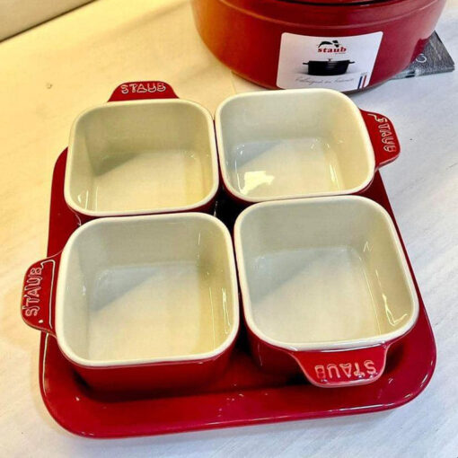 Set 4 bát vuông sứ Staub 8x8cm