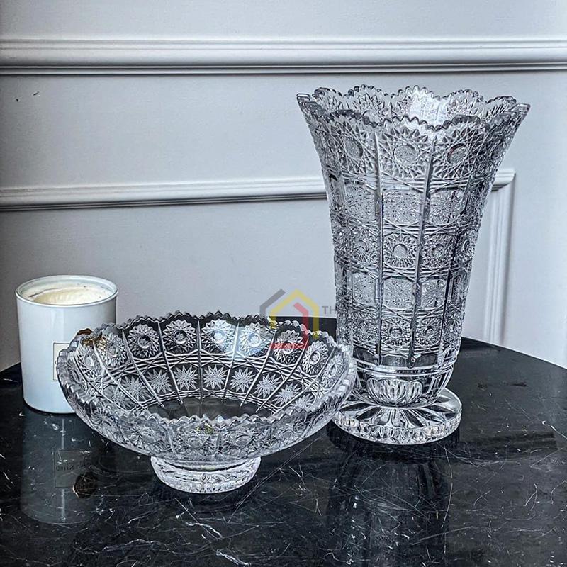 set-lo-hoa-va-mam-bong-bohemia-pha-le-mai-cao-cap (1) Set lọ hoa và mâm bồng Bohemia pha lê mài cao cấp