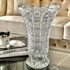 Set lọ hoa và mâm bồng Bohemia pha lê mài cao cấp