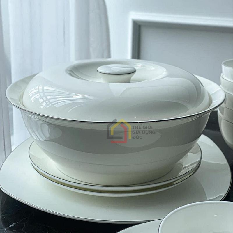 set-bat-su-imperial-50-mon-trang-tron-vien-mep-chi-bac2 Set bát sứ Imperial 50 món trắng trơn viền mép chỉ bạc