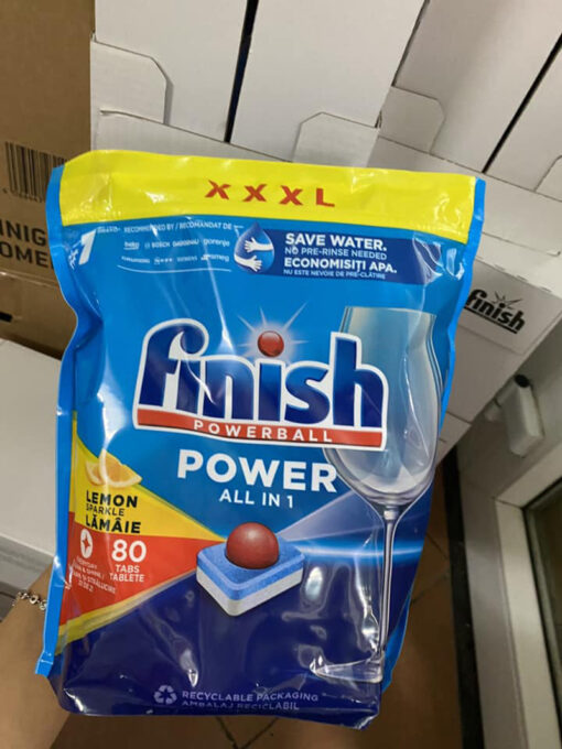 Viên rửa bát tổng hợp Finish Power All In One 80 Viên