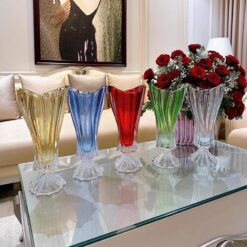 Lọ hoa pha lê chân đế Bohemia Plantica 40cm (lọ trắng)