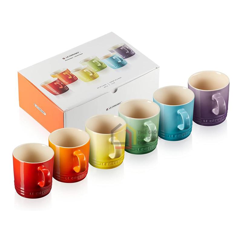 set-6-coc-le-creuset-cau-vong2 Set 6 cốc Le Creuset cầu vồng 350ml