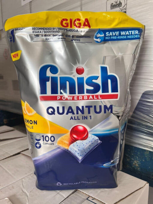 Viên rửa bát Finish Quantum All In One 100 viên hương chanh