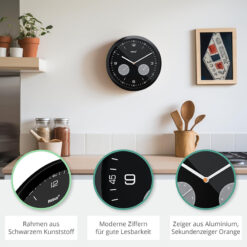 Đồng hồ treo tường kèm đo nhiệt độ và độ ẩm Mebus