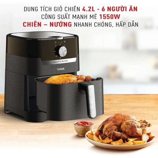 Nồi chiên không dầu Tefal 2in1 Easy Fry & Grill Classis EY501815