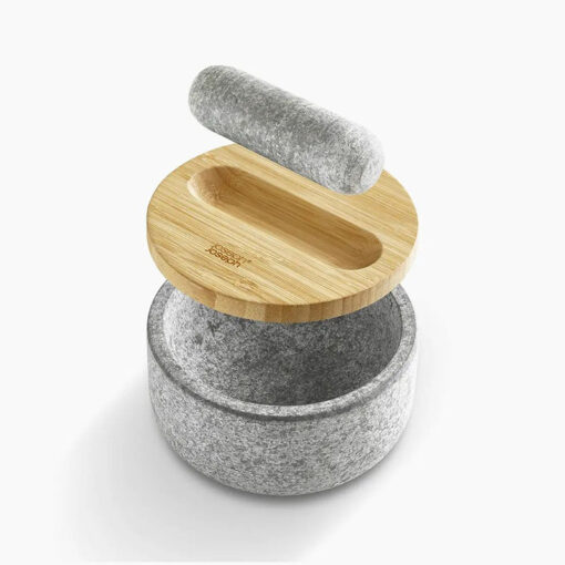 Bộ chày cối Joseph Joseph 20176 Dash Pestle & Mortar with Bamboo Lid - Granite (kèm nắp tre)