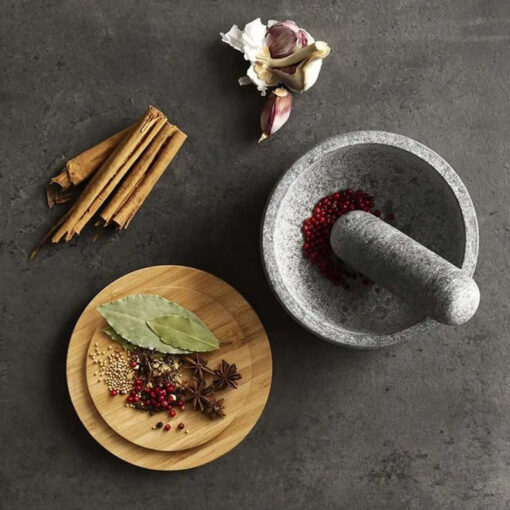 Bộ chày cối Joseph Joseph 20176 Dash Pestle & Mortar with Bamboo Lid - Granite (kèm nắp tre)