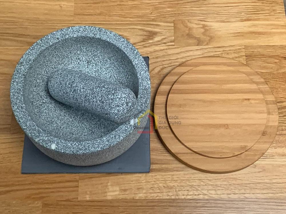 Bộ chày cối Joseph Joseph 20176 Dash Pestle & Mortar with Bamboo Lid - Granite (kèm nắp tre)