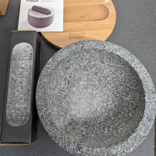 Bộ chày cối Joseph Joseph 20176 Dash Pestle & Mortar with Bamboo Lid - Granite (kèm nắp tre)