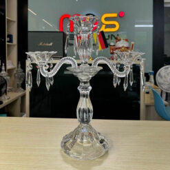 Chân nến pha lê 3 tay Bohemia Crystal cao 42cm