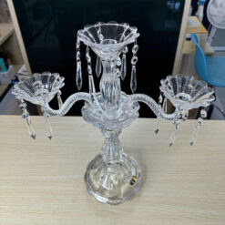 Chân nến pha lê 3 tay Bohemia Crystal cao 42cm