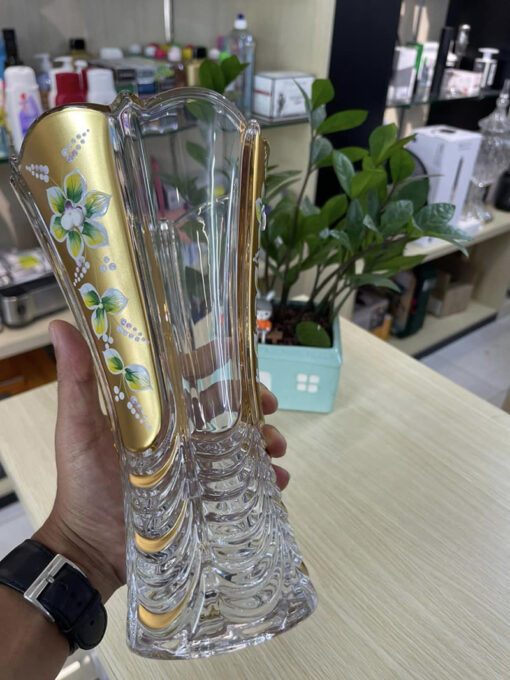 Lọ hoa pha lê mạ vàng Bohemina Crystal 25cm