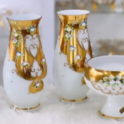 Lọ hoa pha lê mạ vàng Egermann cao 30cm