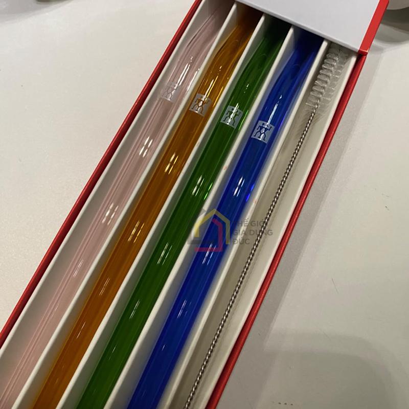 set-4-ong-hut-thuy-tinh-mau-sac-kem-choi-zwilling-23cm9 set 4 ống hút thủy tinh màu sắc kèm chổi Zwilling 23cm