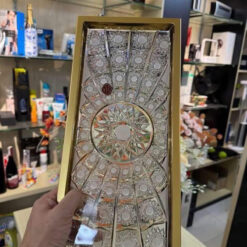 Khay chữ nhật pha lê mài mạ vàng Bohemia