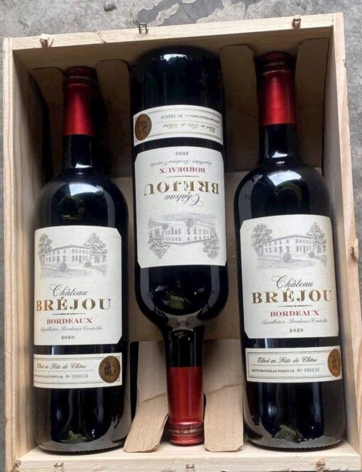 Set 6 chai rượu vang đỏ chát Château Bréjou Bordeaux 14,5%