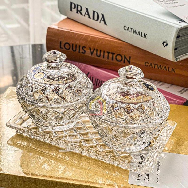 set-3-mon-hu-dung-duong-hat-bohemia-crystal Set 3 món hũ đựng đường, hạt Bohemia Crystal