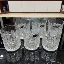 Set 6 cốc pha lê mài Bohemia hoa văn M57 320ml