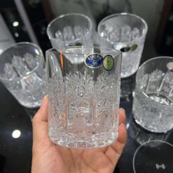 Set 6 cốc pha lê mài Bohemia hoa văn M57 320ml