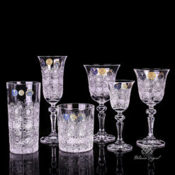 Set 6 cốc pha lê mài Bohemia hoa văn M57 320ml