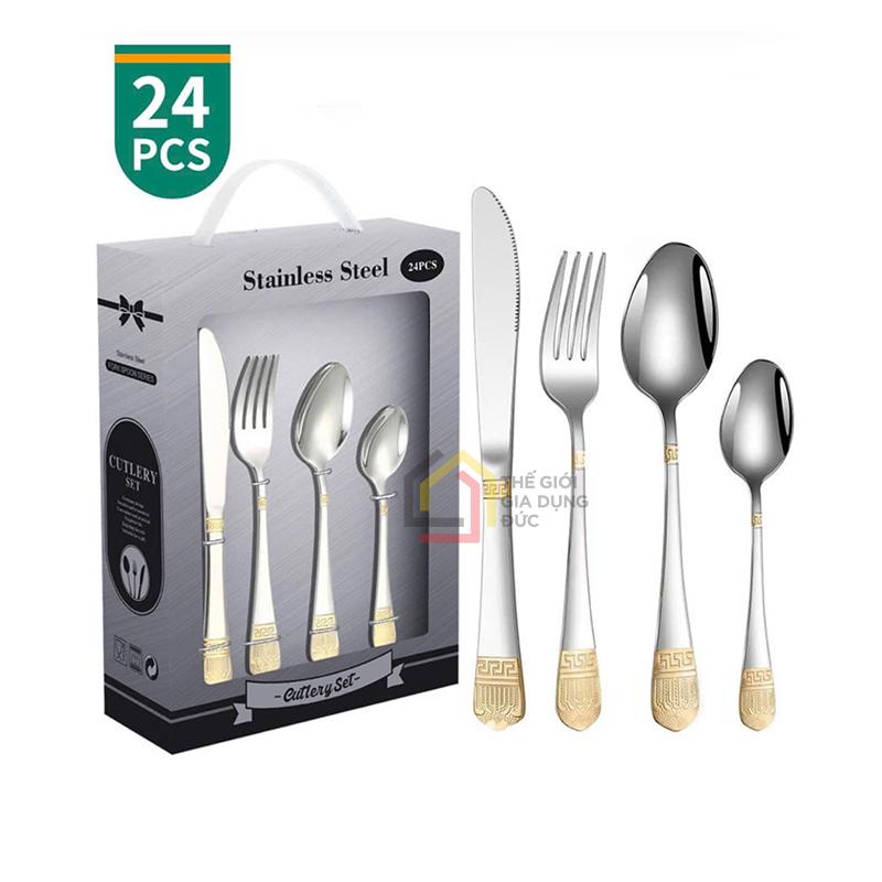 bo-dao-dia-ma-vang-stainless-steel-24-mon Bộ dao dĩa mạ vàng Stainless Steel 24 món
