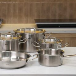 Bộ nồi Fissler Profi 5 món vung thép (3 nồi, 1 quánh, 1 chảo 24/28cm)