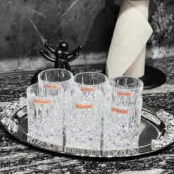 Khay phục vụ Oval decor, 2 mép đính hoa mạ bạc