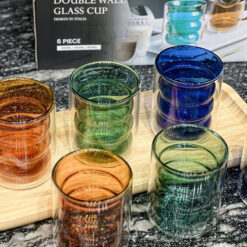 Set 6 cốc màu 2 lớp cách nhiệt Podium Casava Italy 250ml