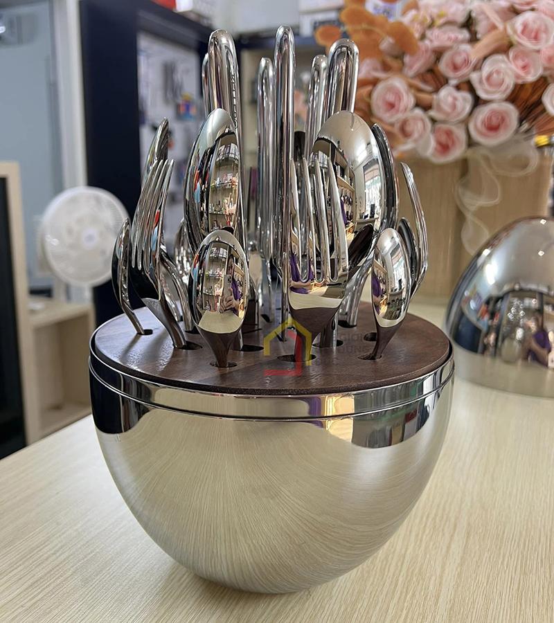 set-dao-dia-24-mon-keller-hinh-qua-trung-inox1 Set dao dĩa 24 món Keller hình quả trứng inox