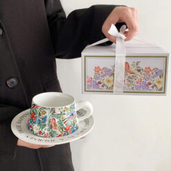 Sét tách trà và đĩa lót tách trà, cafe hoa mùa xuân