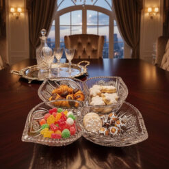 Khay mứt 4 cánh hoa pha lê mài Bohemia ĐK 35cm