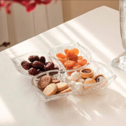 Khay mứt 4 cánh hoa pha lê mài Bohemia ĐK 35cm