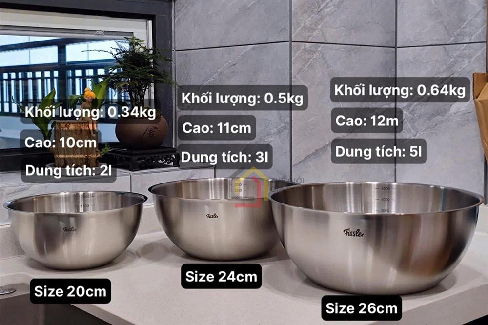 Set 3 âu trộn Fissler có chia vạch