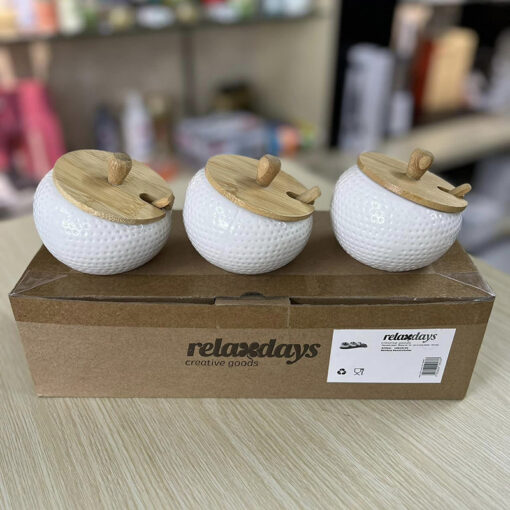 Set 3 hũ đựng gia vị Relaxdays bằng gốm