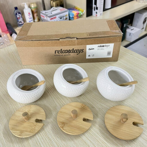 Set 3 hũ đựng gia vị Relaxdays bằng gốm