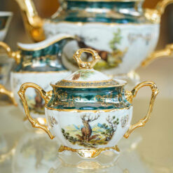 Bộ trà sứ mạ vàng men ngọc trai Tiệp khắc BC81