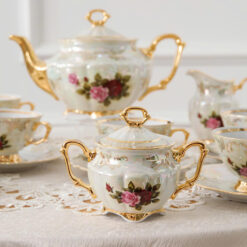 Bộ trà sứ mạ vàng men ngọc trai Tiệp khắc BC92