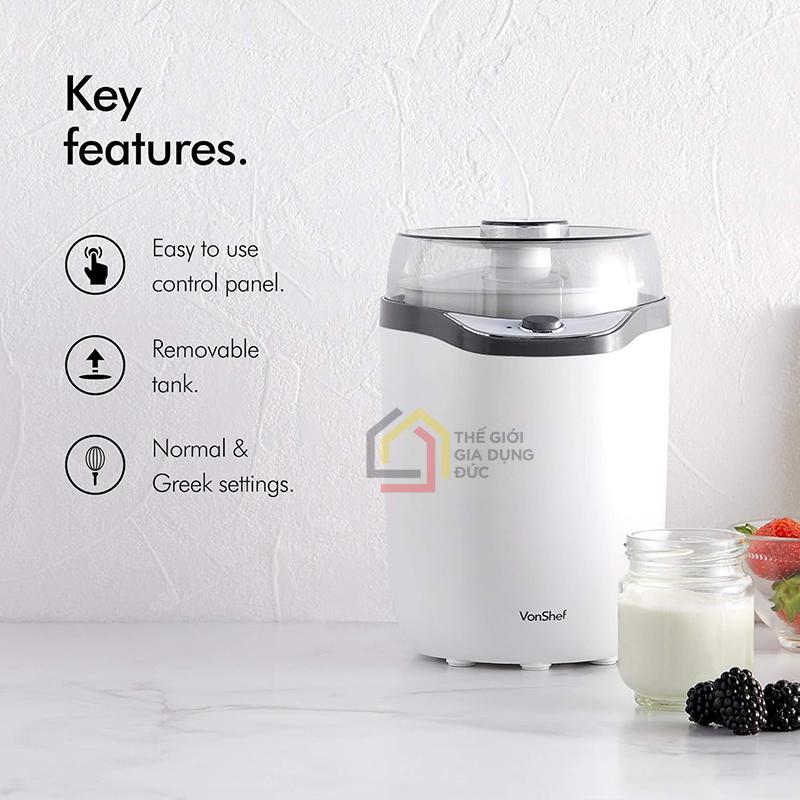 may-lam-sua-chua-hy-lap-vonshef2 Máy làm sữa chua Hy Lạp Vonshef 1,8L