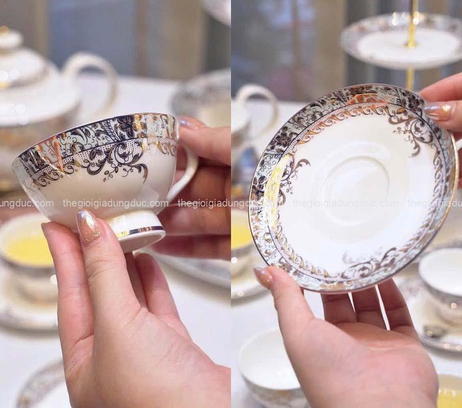 Bộ trà sứ và kệ bánh xanh ngọc Spedona